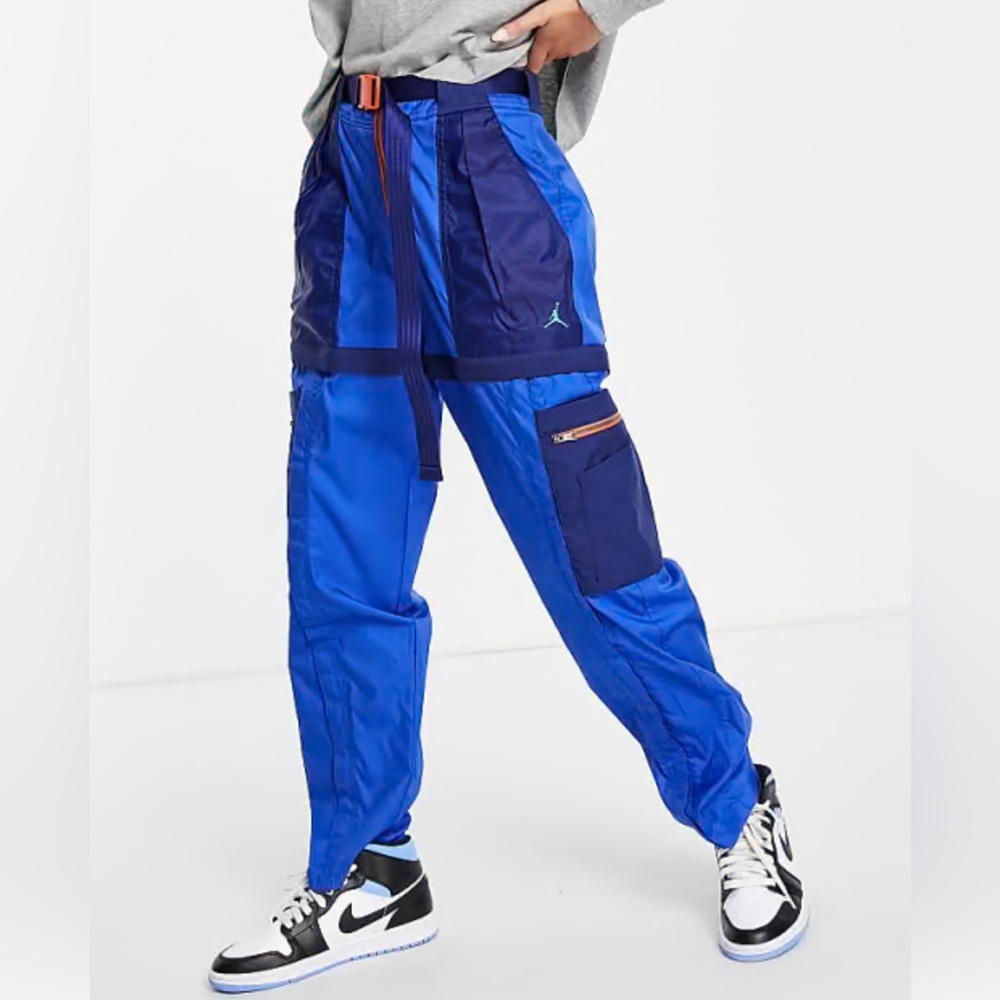 Nike x Air Jordan Womens Small Utility Convertible Pants/Shorts Blue Orange